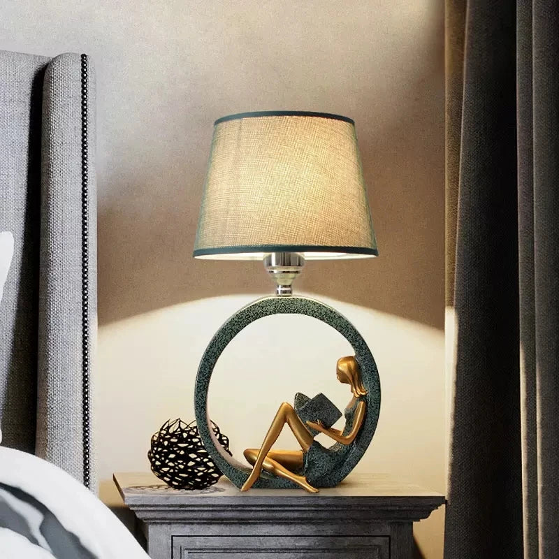 Nordic Art Bedroom Bedside Table Lamp Cloth Lampshade Girl Boy Night Lights LED Desk Lamps for Study Office Birthday Gift E27