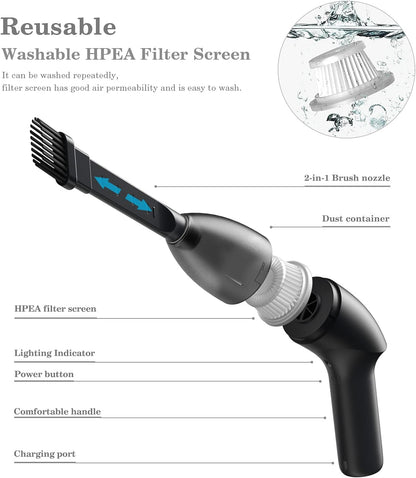 Mini Vacuum Cleaner-Rechargeable,Cordless,Desk Vacuum Cleaner for Dust,Hair,Crumbs,Car,Sewing Machine (H043)