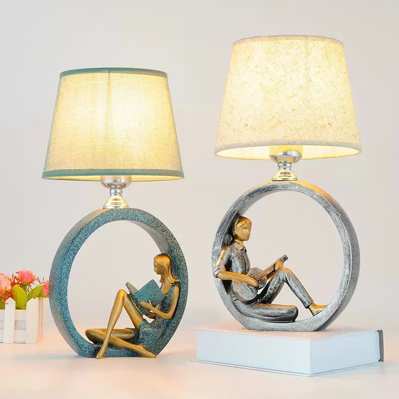 Nordic Art Bedroom Bedside Table Lamp Cloth Lampshade Girl Boy Night Lights LED Desk Lamps for Study Office Birthday Gift E27