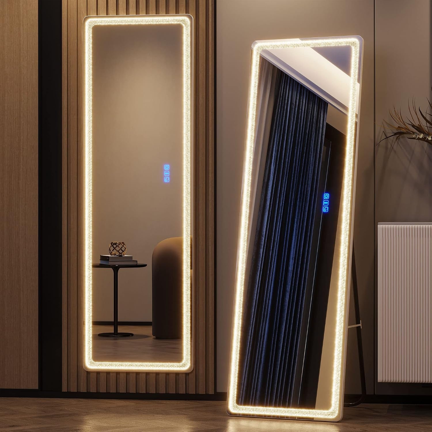 63 X 20 in Full Length Mirror with LED Lights, RGB Lighting, Black