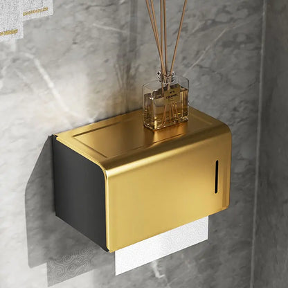 Punch-Free Bathroom Accessories Black Gold Luxury Bathroom Shelf Space Aluminum Bathroom Organizer Toilet Holder Towel Holder
