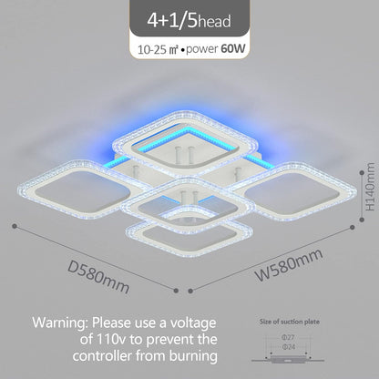 Dimmable LED Ceiling Light, Modern Led Ceiling Chandelier, with App Bluetooth Connection/Remote Control, 60W Ceiling Lamp for Living Room,Bedroom,Kids Room, Etc.…