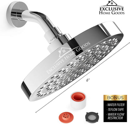 -Luxury Rainfall Shower Head - High-Pressure Showerhead Jets, Rain Shower Head Ant-Clog Silicone Nozzles (1.8 GPM, Deluxe Chrome)