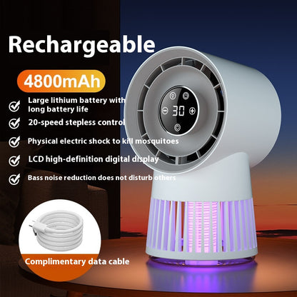 Creative 2-In-1 Mosquito Killing Mini Desk Fan Electric Mosquito Killer USB Rechargeable Fan Night Lamp Home and Outdoor Supplies