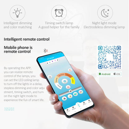 Dimmable LED Ceiling Light, Modern Led Ceiling Chandelier, with App Bluetooth Connection/Remote Control, 60W Ceiling Lamp for Living Room,Bedroom,Kids Room, Etc.…