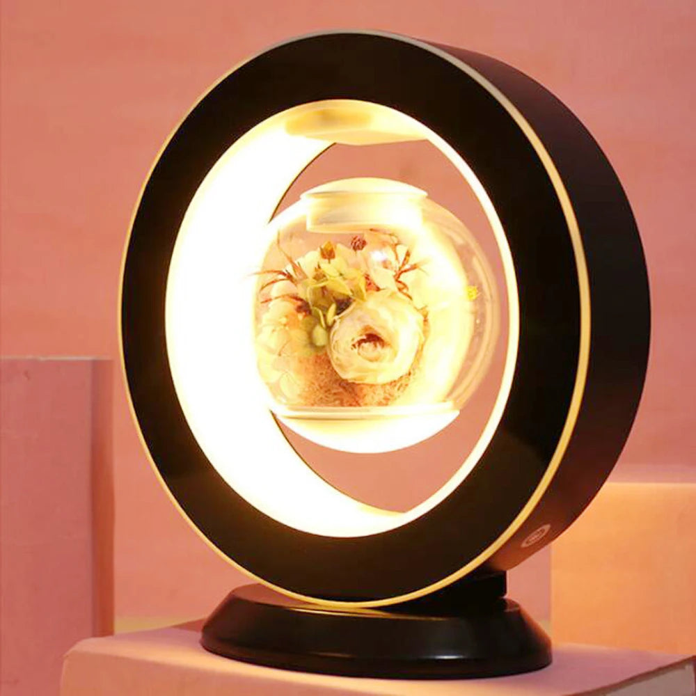 Magnetic Levitation Immortal Flower Decoration Creatives Lamp Floating Table LED Night Light for Home Decor Gift Desk Lamp
