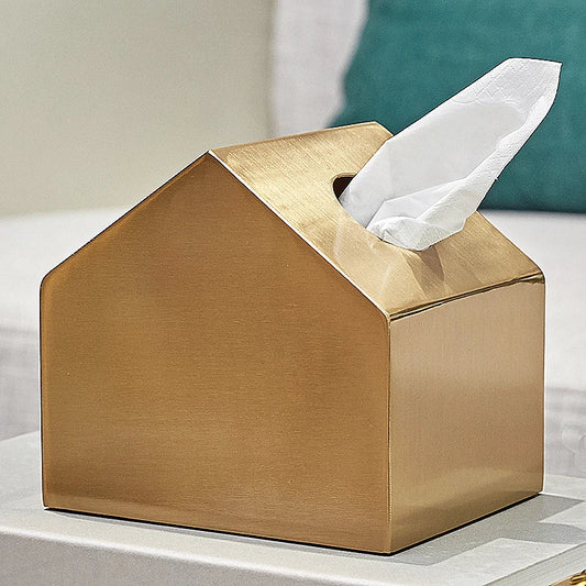 European Luxury Brass Color Tissue Box Creative Geometric Animal Seat Type Storage Tissue Canister Living Room Modern Home Decor