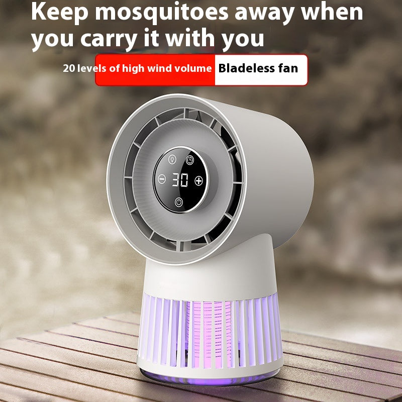 Creative 2-In-1 Mosquito Killing Mini Desk Fan Electric Mosquito Killer USB Rechargeable Fan Night Lamp Home and Outdoor Supplies