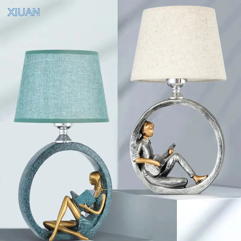 Nordic Art Bedroom Bedside Table Lamp Cloth Lampshade Girl Boy Night Lights LED Desk Lamps for Study Office Birthday Gift E27