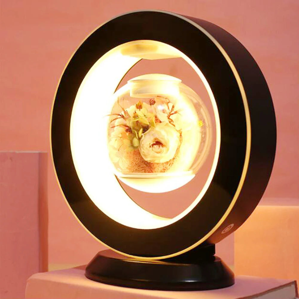 Magnetic Levitation Immortal Flower Decoration Creatives Lamp Floating Table LED Night Light for Home Decor Gift Desk Lamp