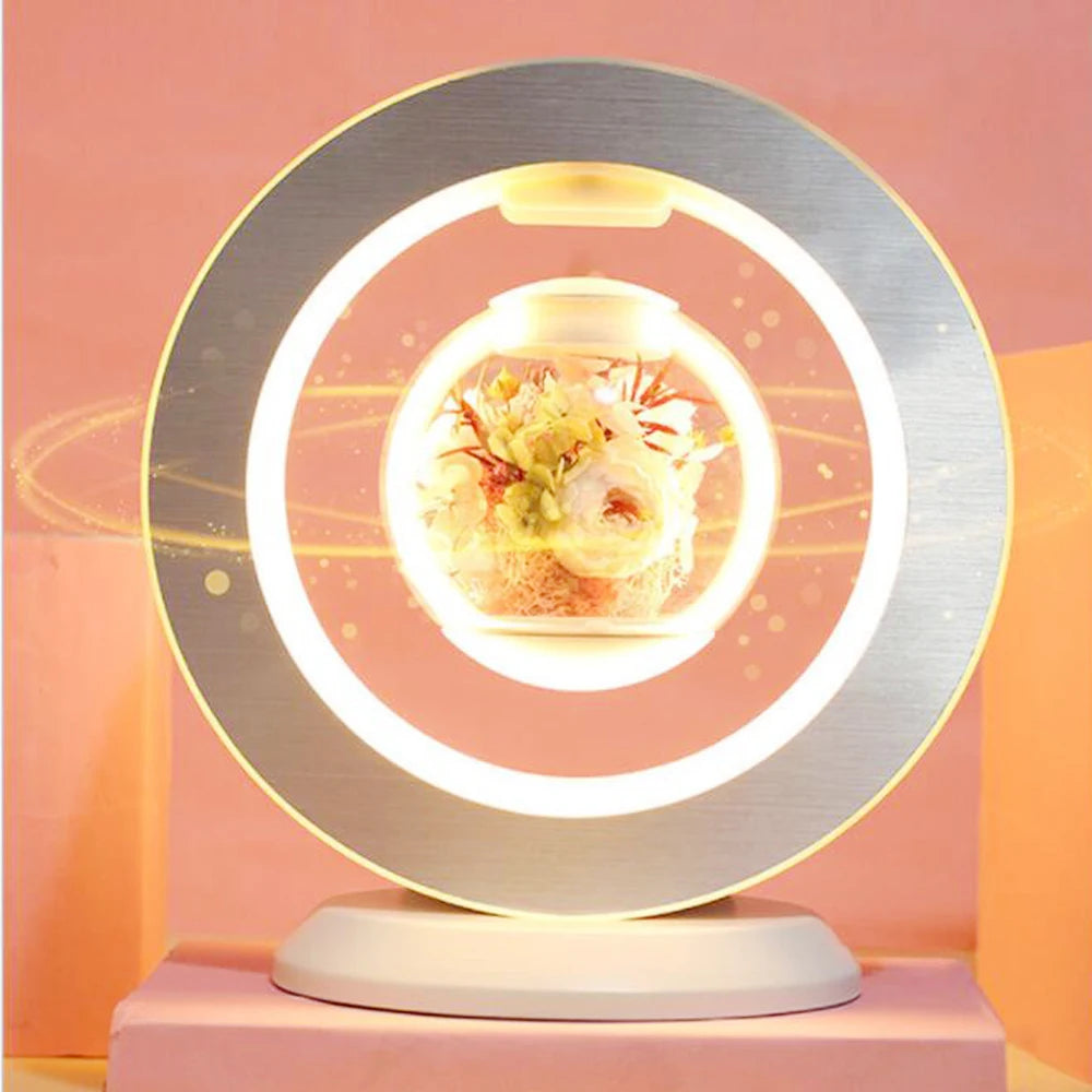 Magnetic Levitation Immortal Flower Decoration Creatives Lamp Floating Table LED Night Light for Home Decor Gift Desk Lamp