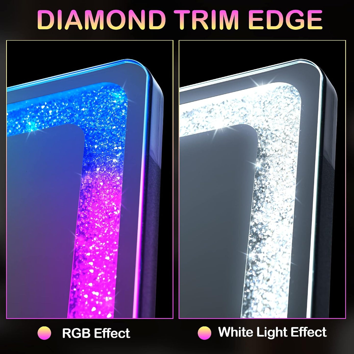 63 X 20 in Full Length Mirror with LED Lights, RGB Lighting, Black