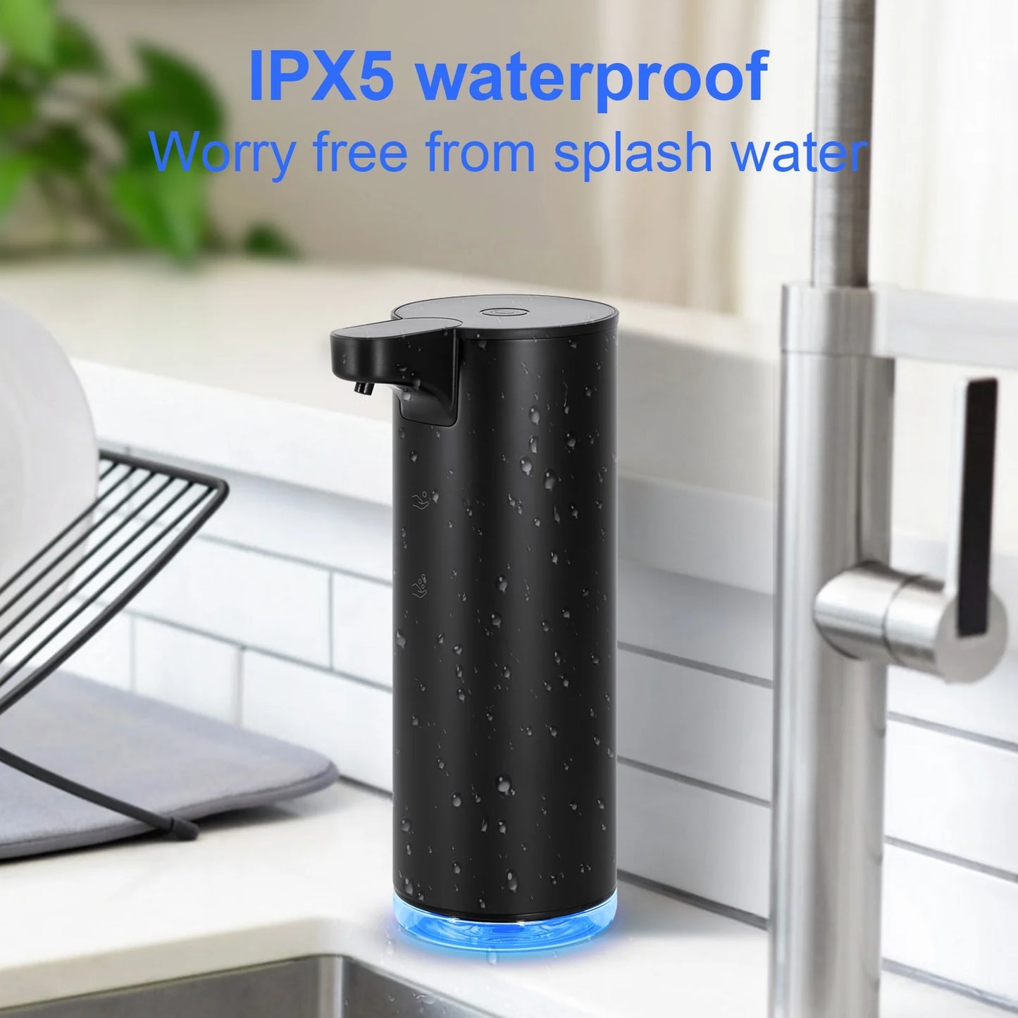Automatic Foaming Soap Dispenser: Rechargeable Touchless Soap Dispenser Stainless Steel Foam Soap Dispenser for Bathroom Hand Soap Pump for Kitchen Xmas Gift, 9Oz, Black