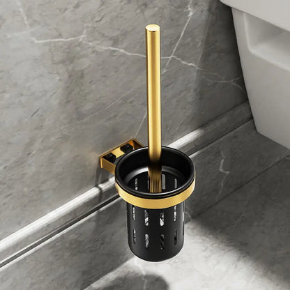 Punch-Free Bathroom Accessories Black Gold Luxury Bathroom Shelf Space Aluminum Bathroom Organizer Toilet Holder Towel Holder